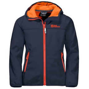 Jack Wolfskin Fourwinds Kids Softshell Jacket, Night Blue/Orange