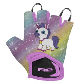 R2 Voska Kids Bike Gloves, Pink/Blue/Yellow