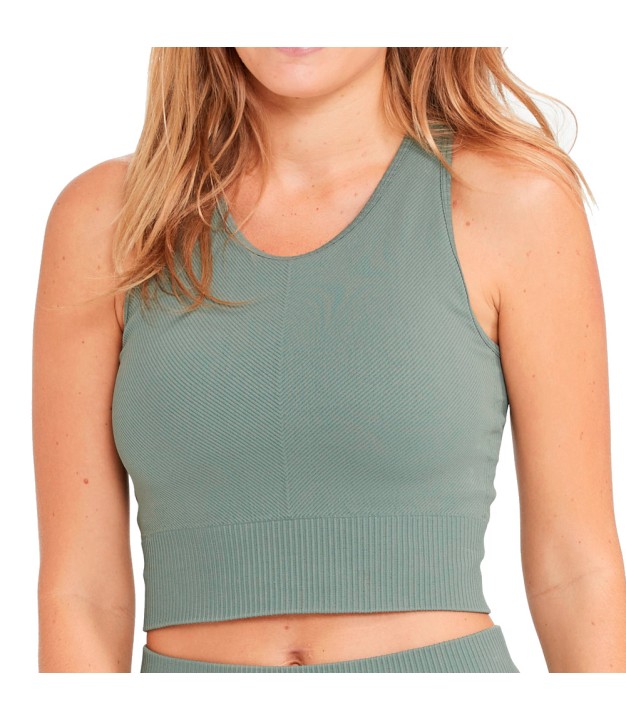 Endurance Flow Women's Ribbed Seamless Bra, Desert Green