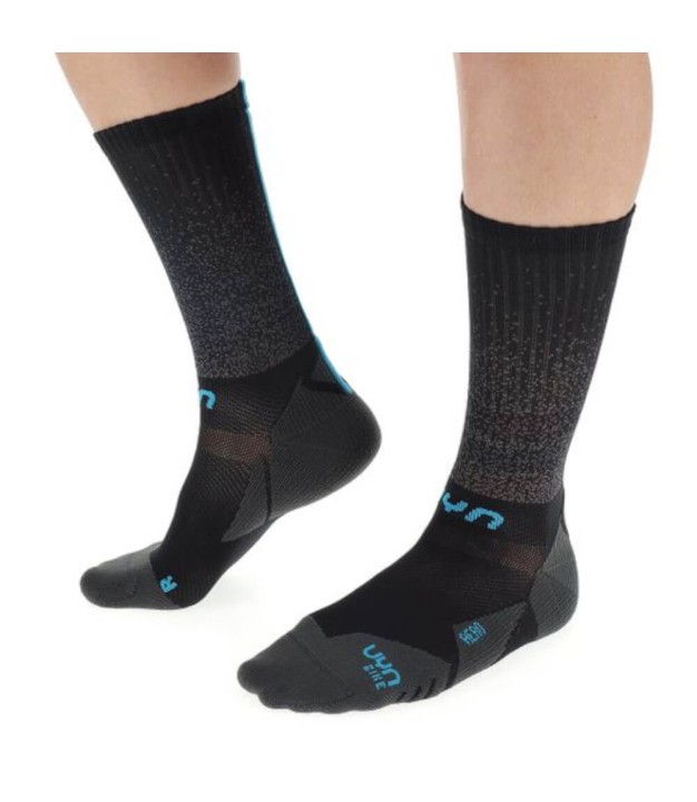 UYN Aero Men's Cycling Socks, Black/Turquoise